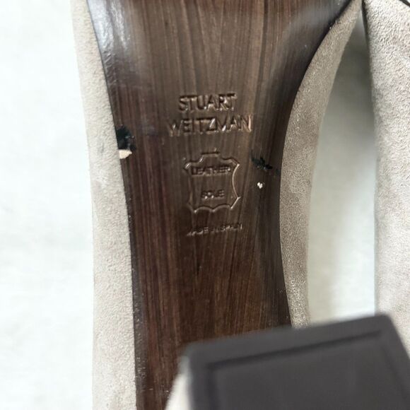 NEW Stuart Weitzman Mary Mid Heel Pump Tan Suede Block Heel Size 9.5 M - Picture 7 of 9